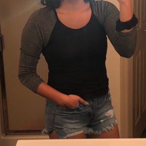 Black and sparky silver sleeves shirt